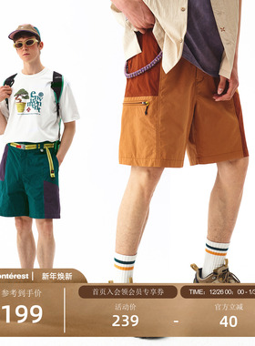 NOTHOMME户外露营徒步复古休闲工装短裤撞色分割宽松五分裤男