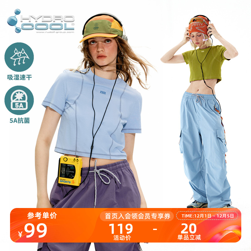 NOTHOMME 5A抗菌户外吸湿速干夏季短款LOGO印花运动短袖T恤女