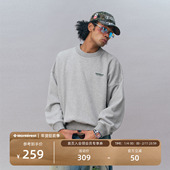 瞬时山野Monterest户外休闲宽松LOGO印花基础圆领加绒套头卫衣男