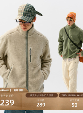 NOTHOMME户外潮牌秋冬宽松立领羊羔绒内胆抓绒保暖拉链夹克外套男