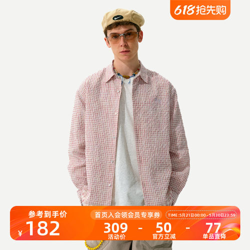 Monterest宽松翻领拼接格纹衬衫