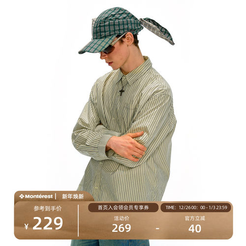 NOTHOMME露营通勤宽松条纹衬衫男