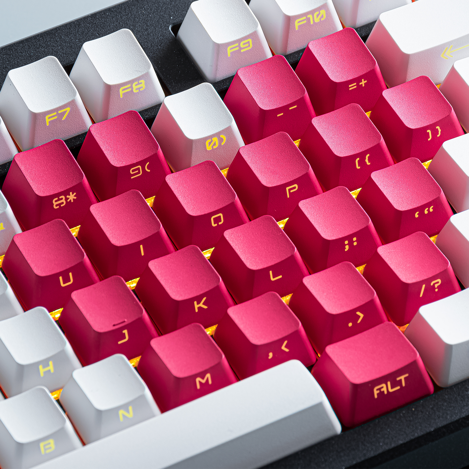 红色爱心情侣一键倾心渐变机械键盘个性键21键客制化pbt透光OEM