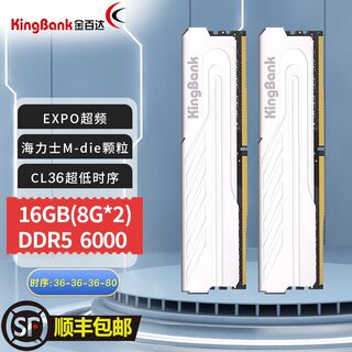 金百达内存条16GB(8GX2)套装 DDR5 6000台式机银爵系列海力士颗粒