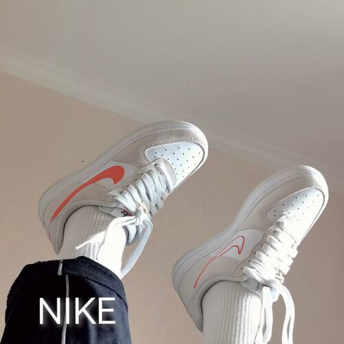 Nike耐克空军一号af1白橙金扣女