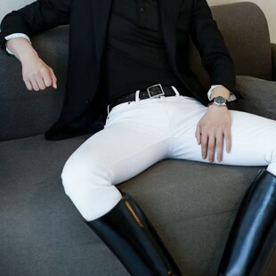 休闲裤 男士 发型师铅笔裤 包腿小脚裤 子 低腰性感弹力紧身白色牛仔裤