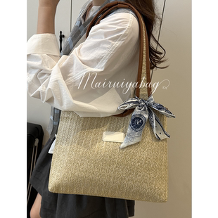 波西米亚草编包女大容量2025新款 休闲单肩编织托特海边沙滩包 夏季