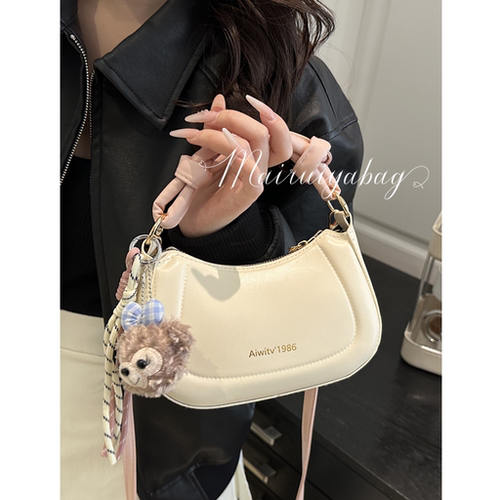 撞色韩国小众时尚手提腋下马鞍包