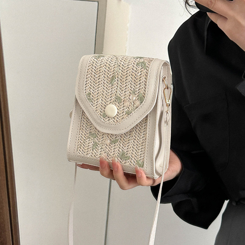 小包包女2023新款时尚编织手机包小众质感百搭ins斜挎草编小方包,箱包皮具/热销女包/男包,手机包,淘宝优惠券,粉丝福利购,淘宝优惠卷