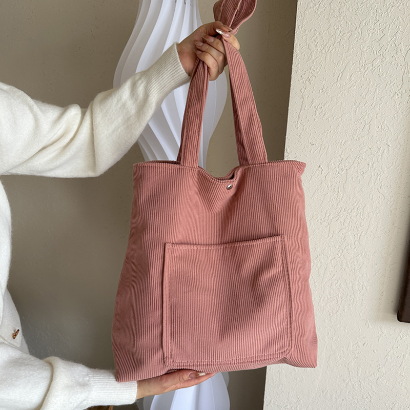 麦瑞雅灯芯绒复古慵懒水桶托特包