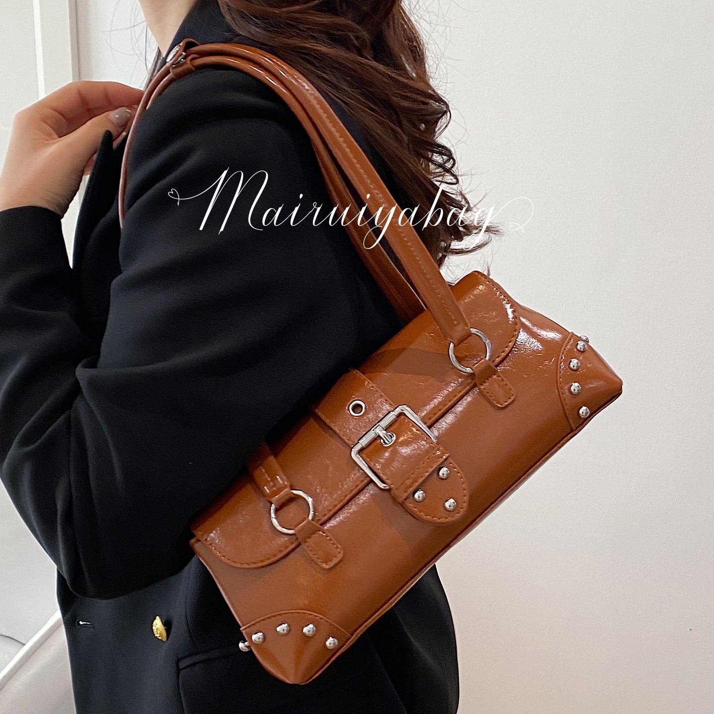 洋气小众复古机车包包女2026春季新款时尚铆钉单肩腋下包手提女包,箱包皮具/热销女包/男包,通用款女包,淘宝优惠券,粉丝福利购,淘宝优惠卷