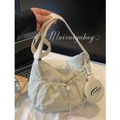 尼龙帆布包包夏天2025新款 潮韩国休闲托特包百搭单肩斜挎包马鞍包