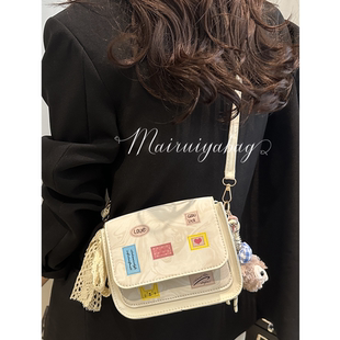 洋气休闲百搭斜挎撞色卡通小方包 小众时尚 女包2025新款 简约韩版