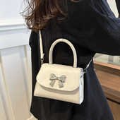 韩国蝴蝶结包包女2024新款 潮单肩斜挎包高级感百搭链条手提小方包