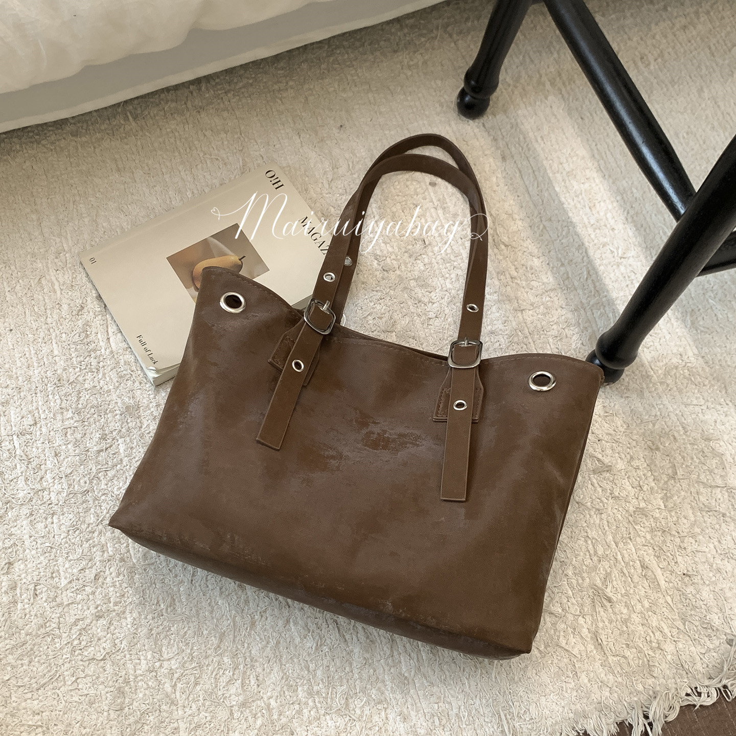 小众麂皮绒腋下百搭手提通勤包