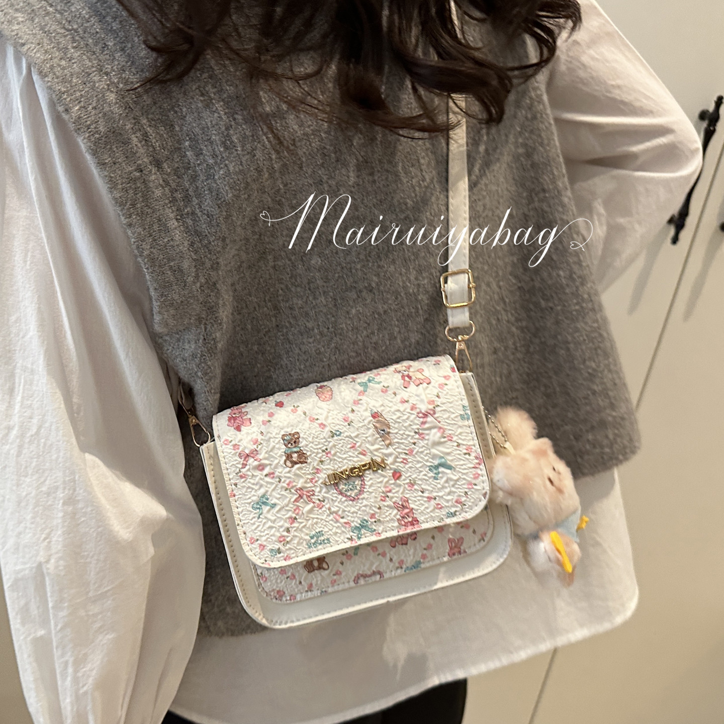 卡通通勤单肩腋下包洋气小方包