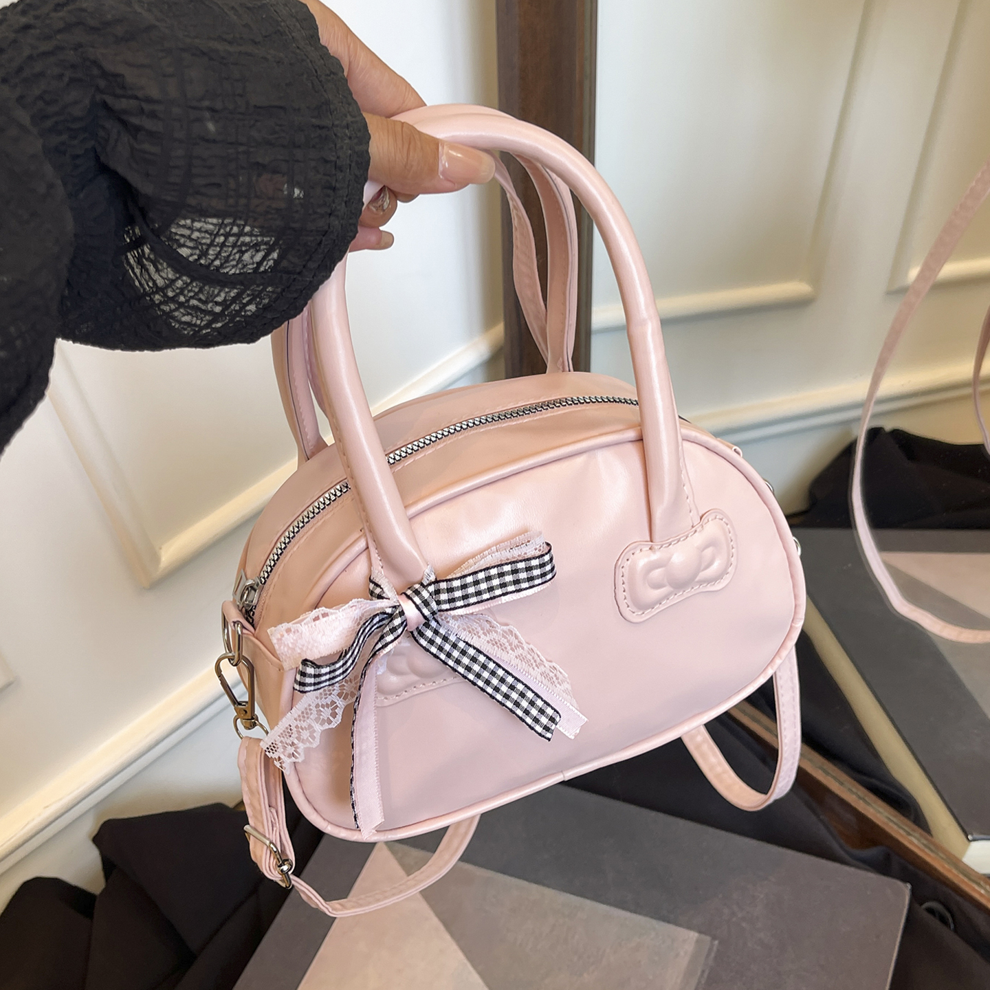 韩国手提百搭ins斜挎保龄球包