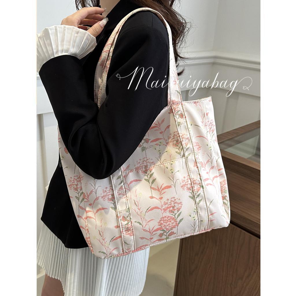 提花刺绣田园风帆布新中式托特包