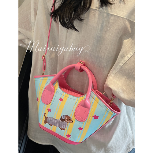 甜美少女可爱卡通腊肠狗水桶包