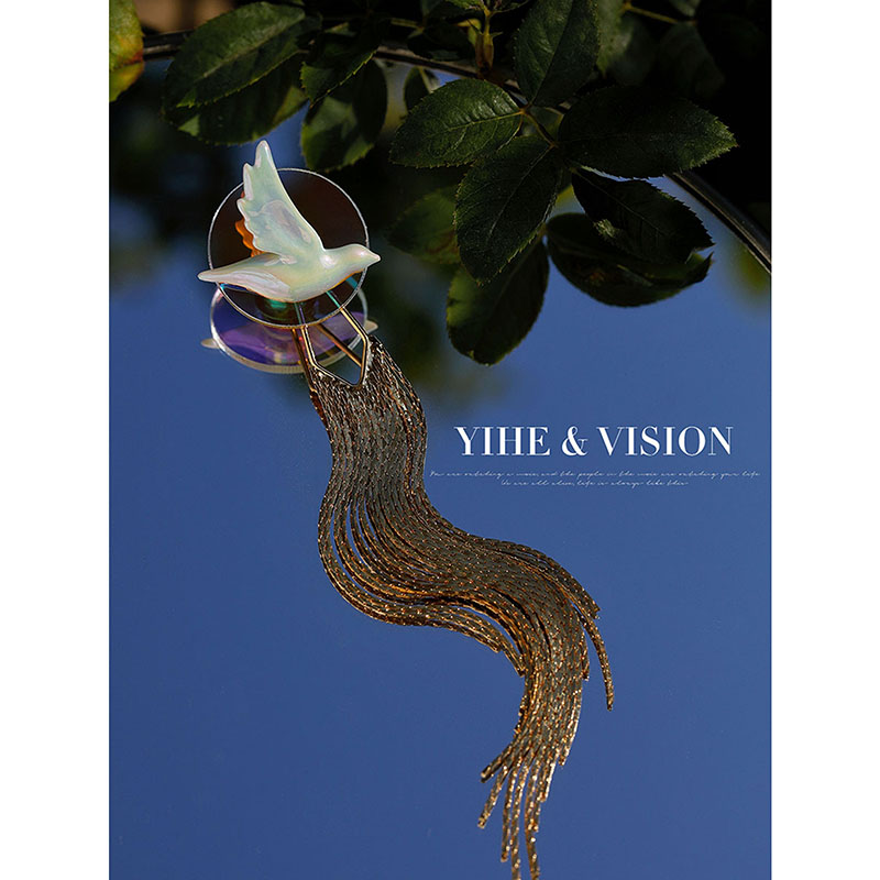 原创设计形影不离新中式流苏胸针