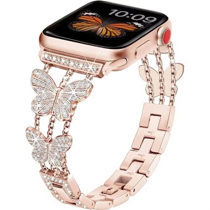 适用oppo watch x表带蝴蝶镶钻watch4pro表带高级表带iwatch2轻奢