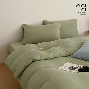 Minimal豚草绿|ins韩风纯色混搭治愈A类针织棉全棉亲肤三件四件套