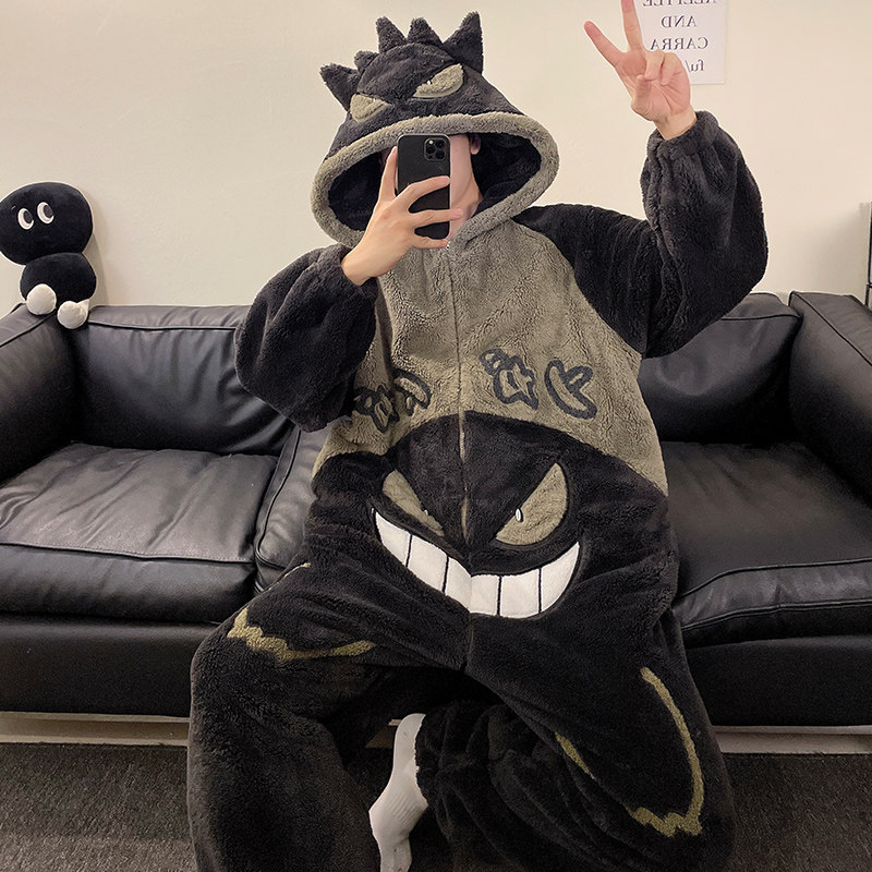 连体睡衣男士珊瑚绒秋冬季