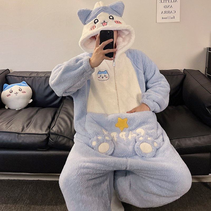 连体睡衣男士珊瑚绒秋冬季
