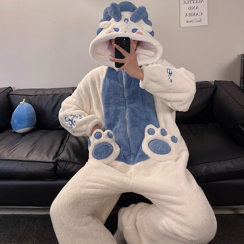连体睡衣男士珊瑚绒秋冬季