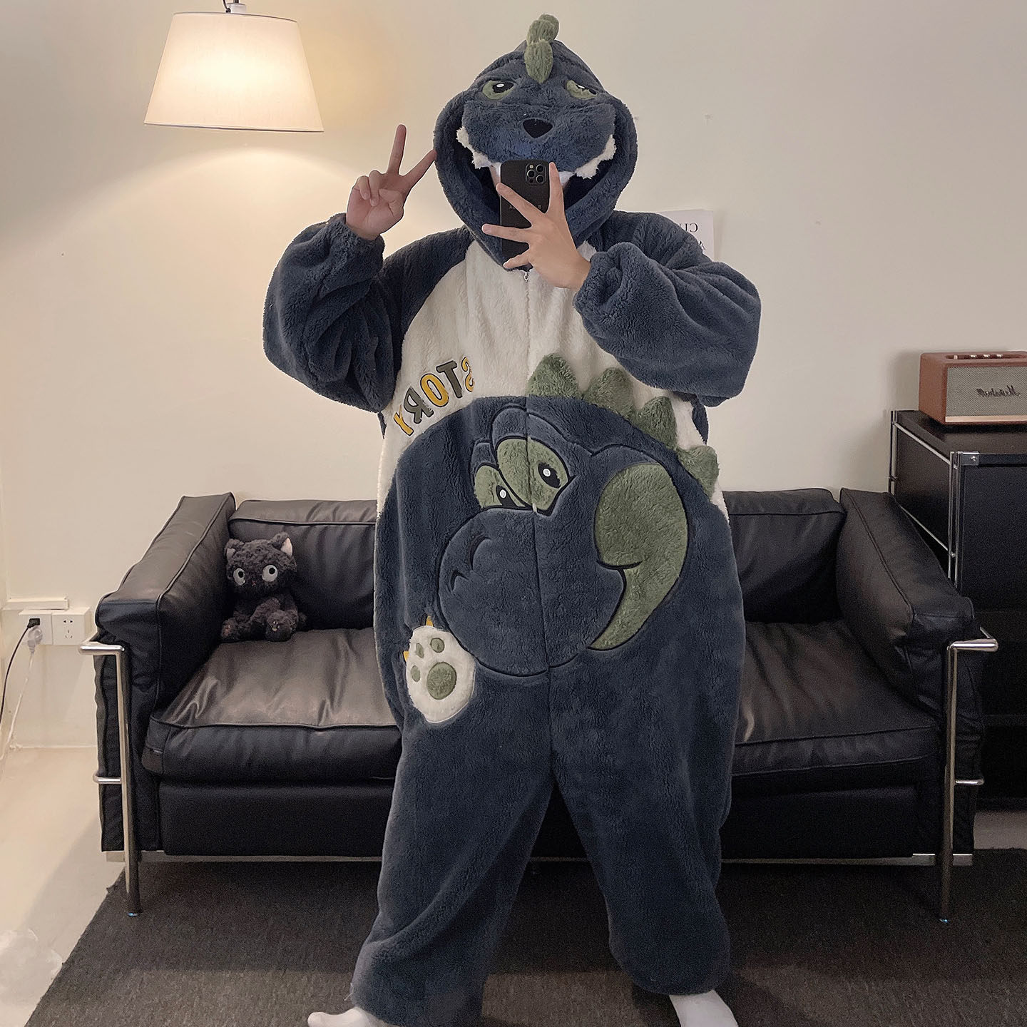 新款恐龙连体睡衣男士冬季