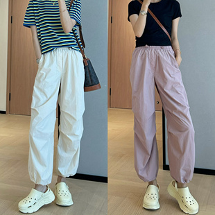 WTHEONE机能风降落伞裤轻薄凉快防晒显瘦可束脚工装休闲裤女夏季