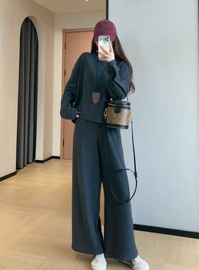 慵懒休闲宽松版针织卫衣套装