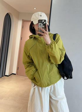 WTHEONE山系时髦轻薄防晒衣UPF75宽松显瘦连帽冲锋衣外套女2025夏