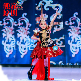 快乐阳光女童独唱初心唱响童年梦好一个四川高端演出礼服裙出租