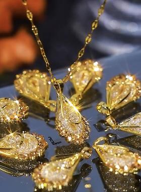 韩版气质时尚咖色水滴钛钢项链