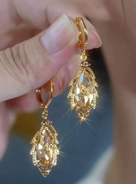 金枝玉叶水晶耳环女耳饰