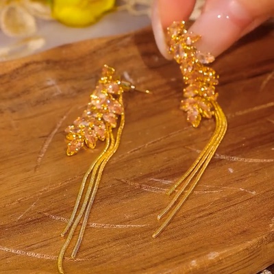 麦穗长款流苏耳环2026新款爆款小众独特耳钉气质高级感轻奢耳饰女
