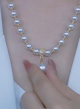 网红爆款超仙白色珠珠项链女优雅大气时尚高级感锁骨链气质女神款