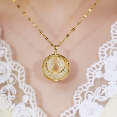 金色环环相扣锁骨链女