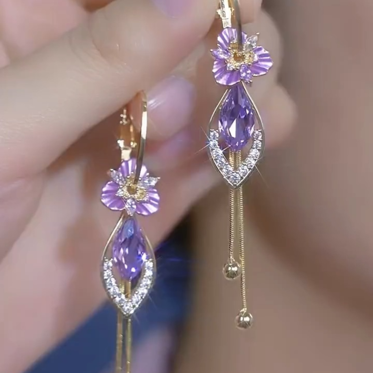 2025新款925银针镶锆石流苏耳钉气质仙气长款耳饰女超仙优雅时尚