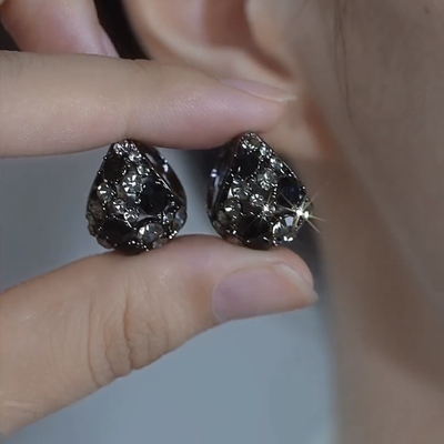 韩国东大门紫色猫眼石耳环