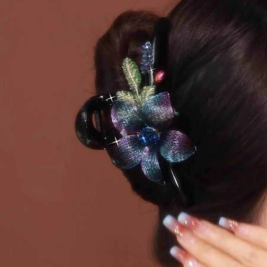 浪漫风情手工编织蝴蝶水晶抓夹