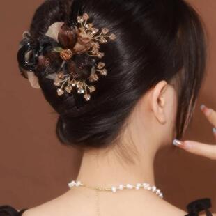 轻奢气质头饰网纱满钻蝴蝶抓夹优雅百搭发饰女盘发夹子鲨鱼夹发卡