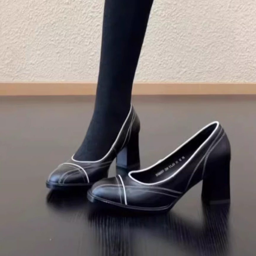 RubyL/7cm复古圆头玛丽珍鞋女牛皮舒适粗跟高跟鞋通勤气质单鞋,女鞋,玛丽珍鞋,淘宝优惠券,粉丝福利购,淘宝优惠卷