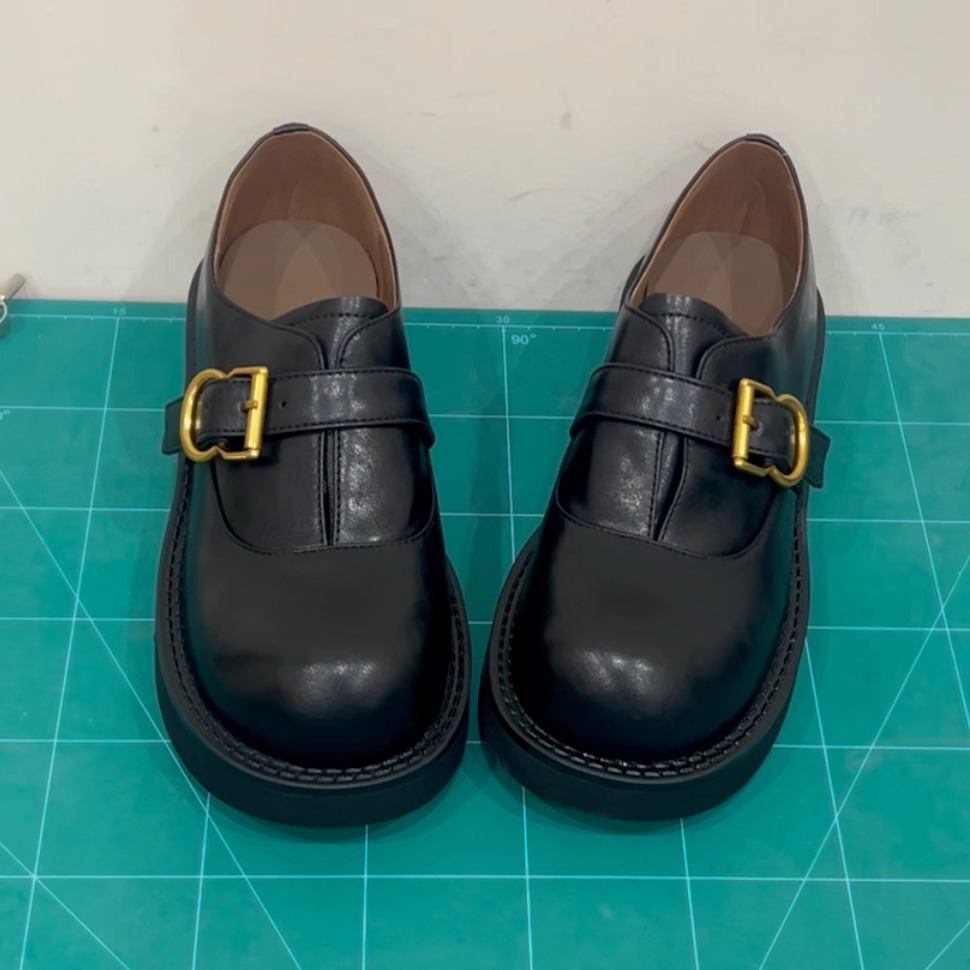 圆头学院风粗跟乐福鞋小皮鞋单鞋