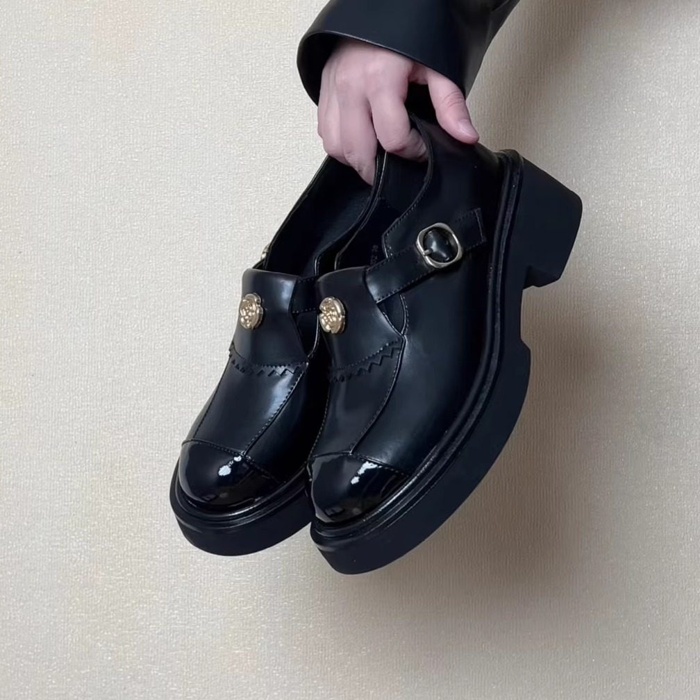 RubyL/5cm英伦风厚底乐福鞋女牛皮百搭金属扣学院风小皮鞋单鞋,女鞋,乐福鞋（豆豆鞋）,淘宝优惠券,粉丝福利购,淘宝优惠卷