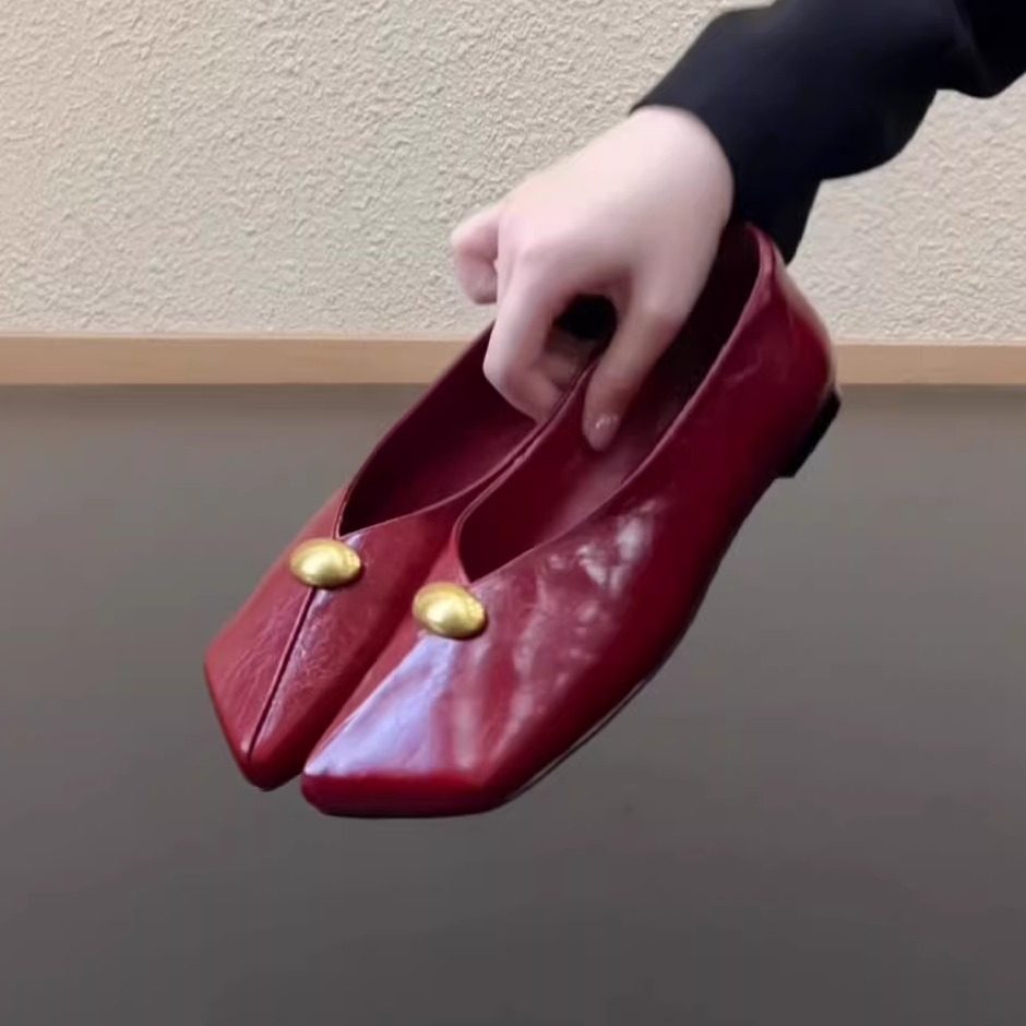 RubyL/8cm小众设计感方头玛丽珍鞋女羊皮金属扣平底单鞋通勤百搭,女鞋,浅口单鞋,淘宝优惠券,粉丝福利购,淘宝优惠卷