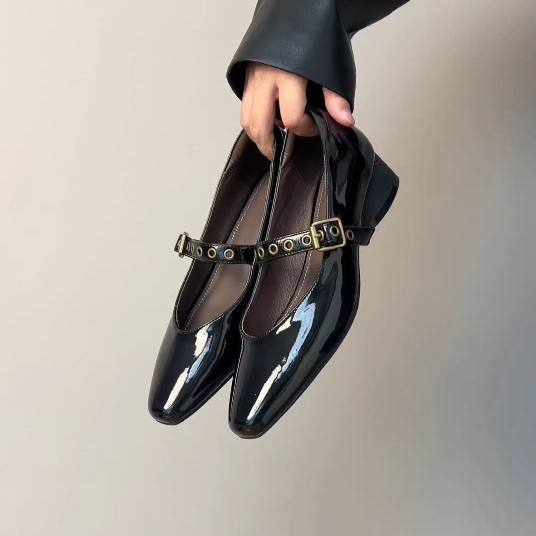 RubyL/3cm法式复古方头玛丽珍鞋女一字扣带牛漆皮通勤单鞋不累脚,女鞋,玛丽珍鞋,淘宝优惠券,粉丝福利购,淘宝优惠卷