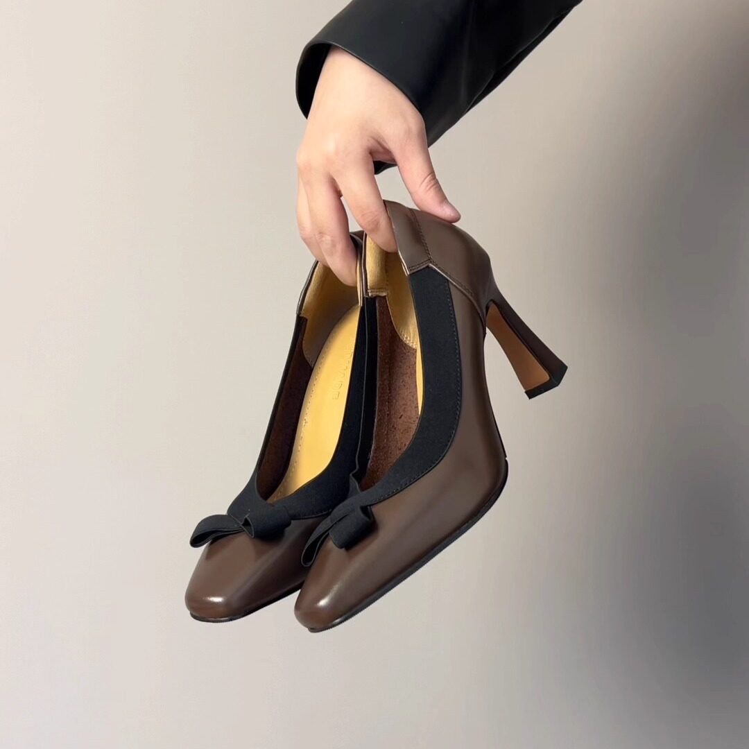 RubyL/5.5/8cm法式方头玛丽珍鞋蝴蝶结粗跟高跟鞋气质不累脚单鞋,女鞋,玛丽珍鞋,淘宝优惠券,粉丝福利购,淘宝优惠卷