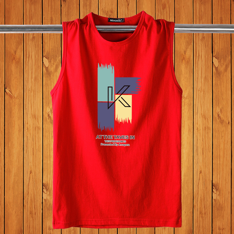 纯棉纯色背心男夏季坎肩打底汗衫宽松运动健身白色宽肩无袖t恤男